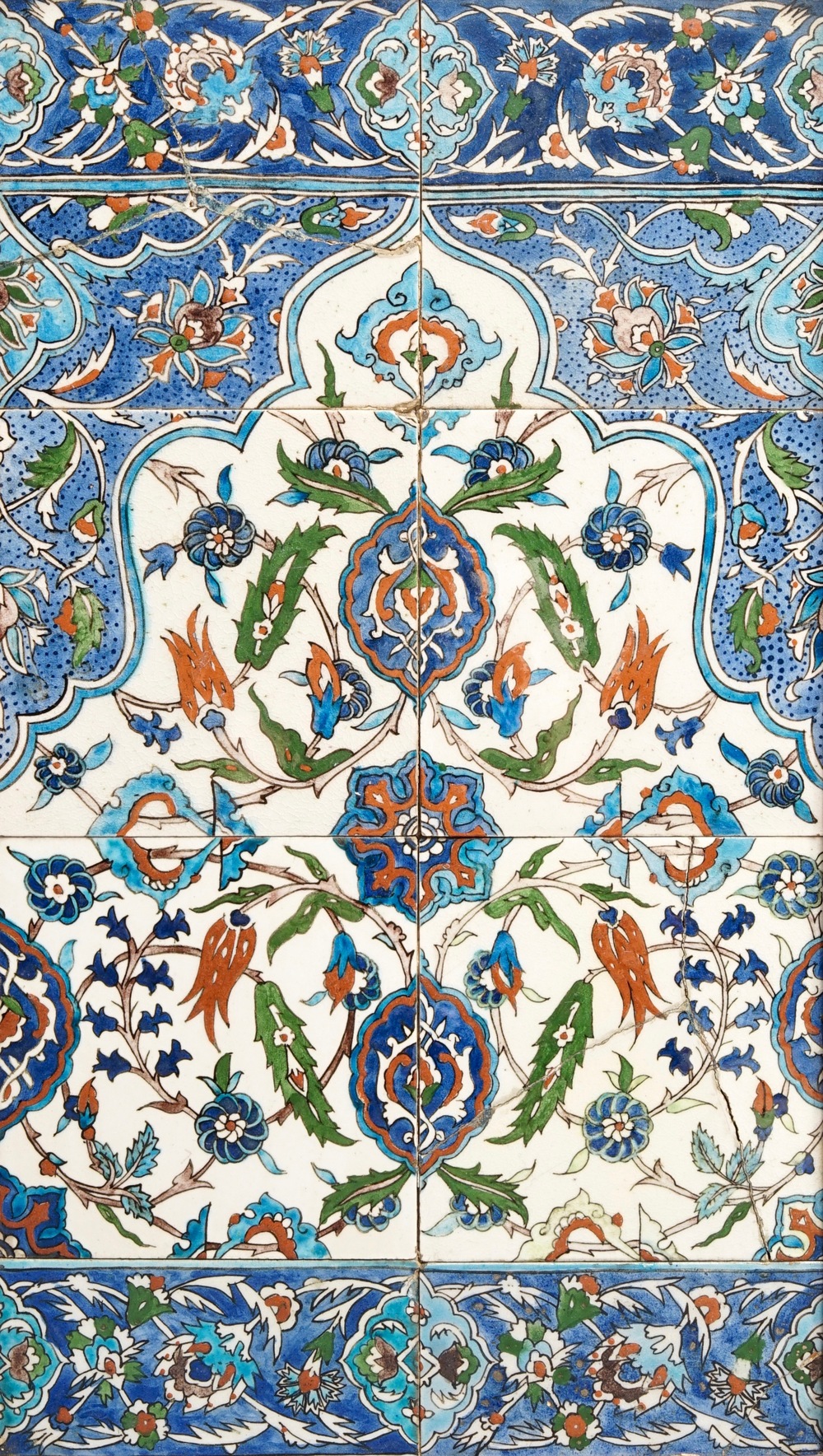 Een Iznik-stijl tegeltableau, Kutahya, Turkije, 19/20e eeuw