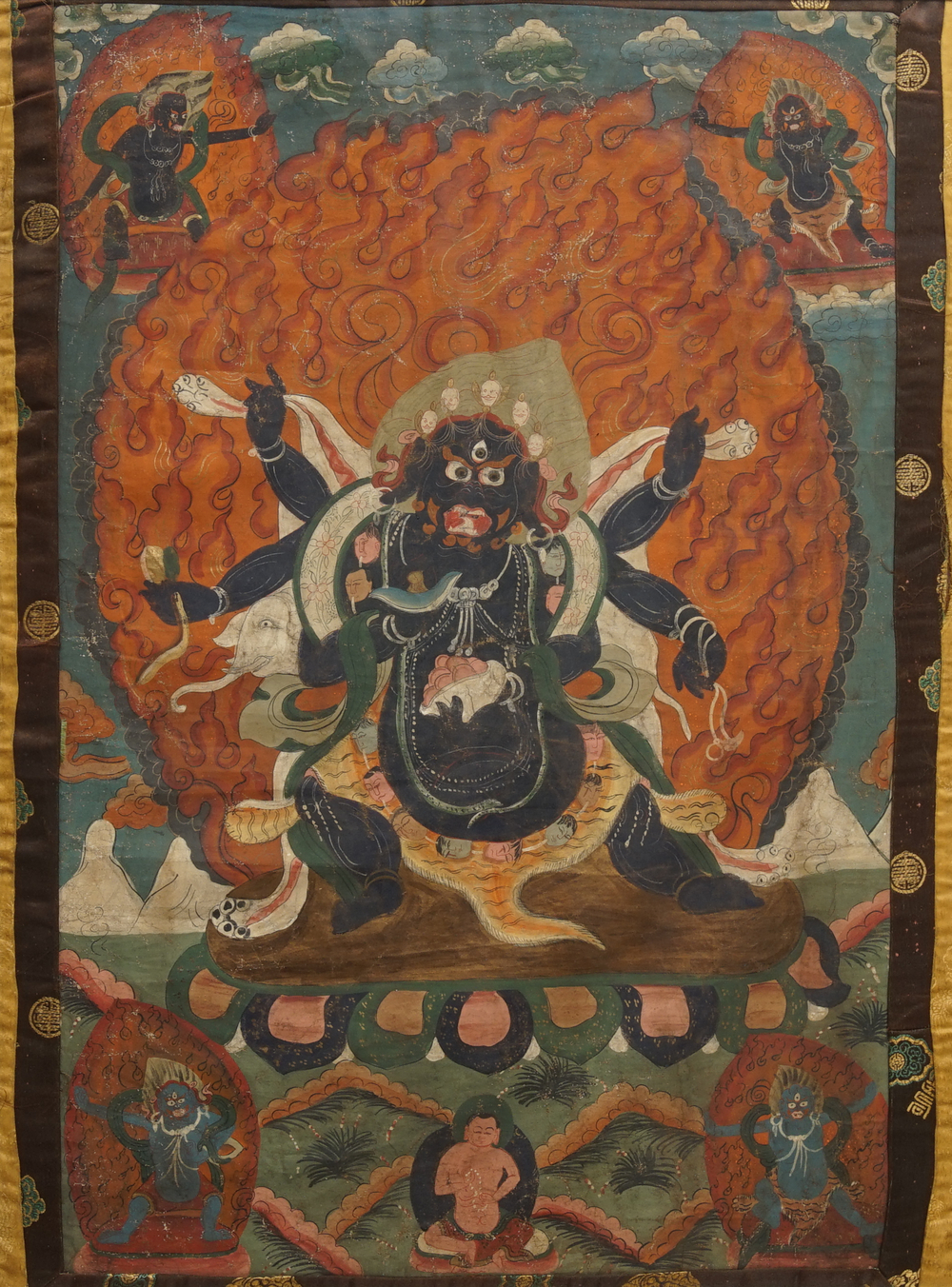 Un thangka &agrave; d&eacute;cor de Mahakala, Sino-Tibet, 19&egrave;me