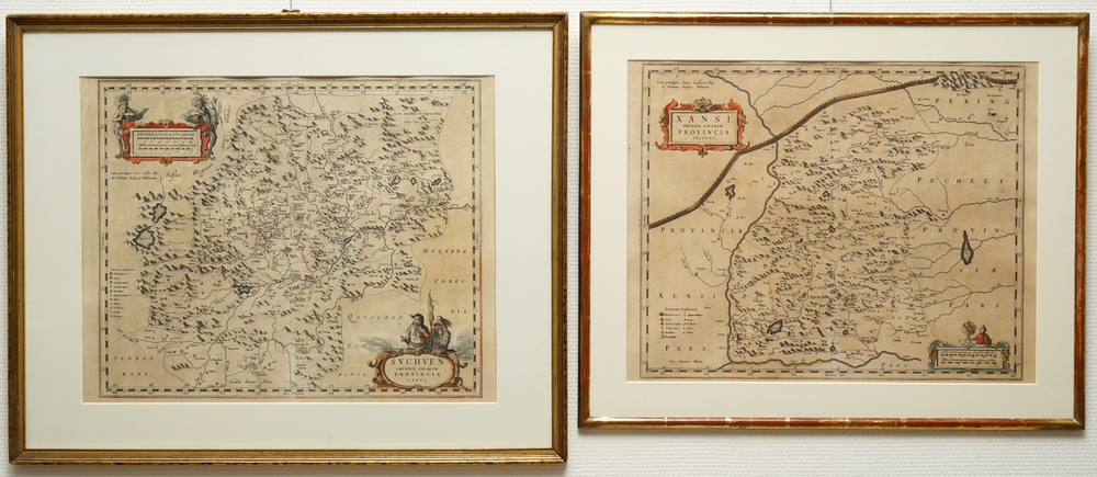 Two maps of China, Blaeu, Amsterdam, 17th C.