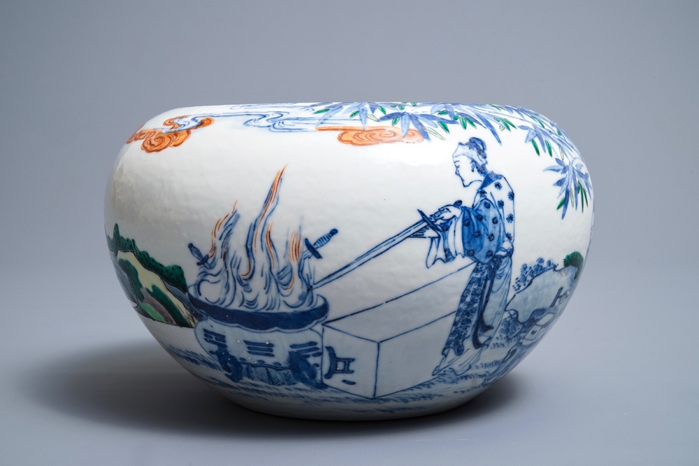 A Chinese doucai 'blacksmith' bowl, Qianlong mark, Republic, 20th C.