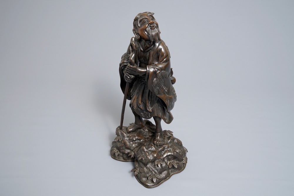 Een Chinees bronzen beeld van Li Tieguai, 18/19e eeuw