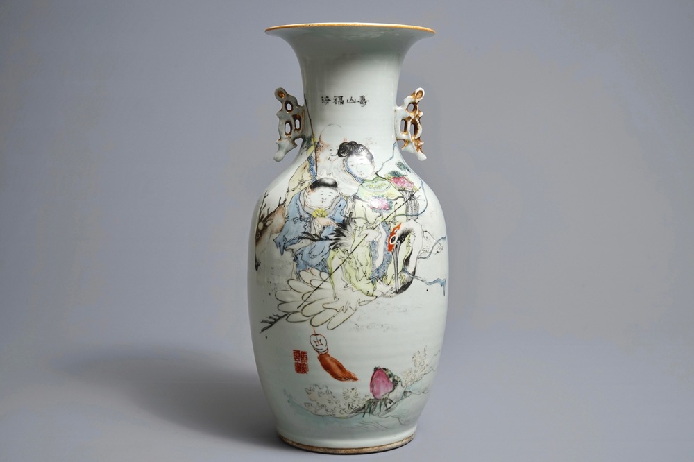 A Chinese qianjiang cai vase, signed Ma Qingyun, 19/20th C.