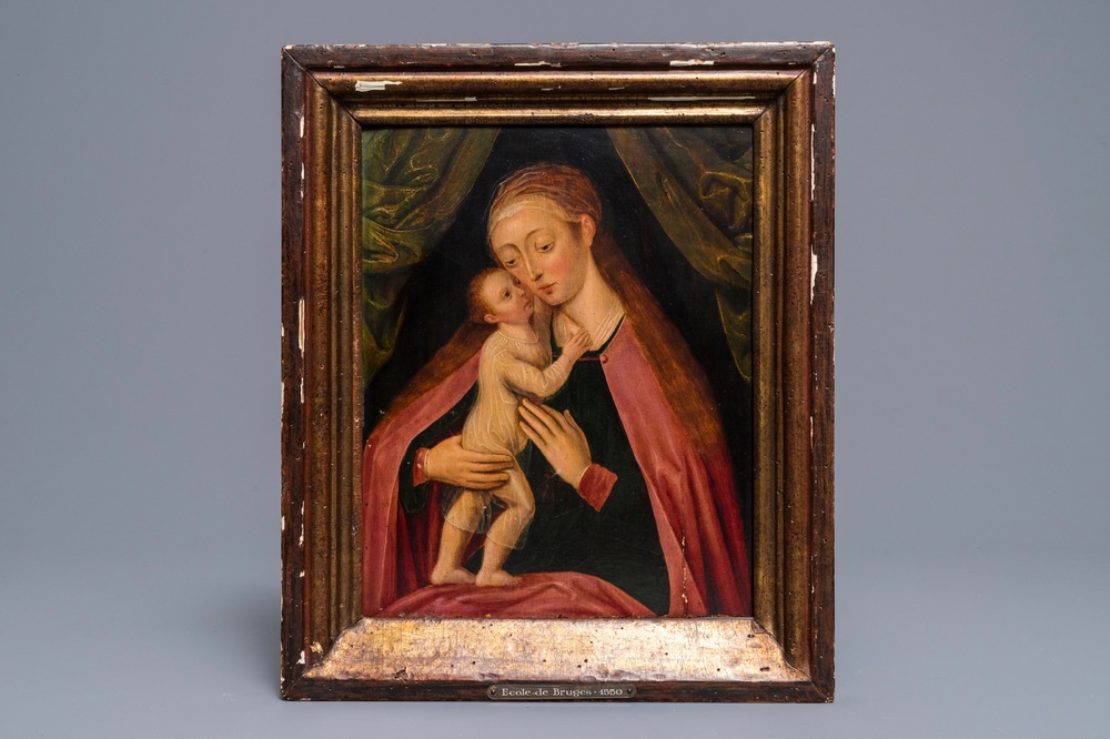 Follower of Rogier Van der Weyden, Flemish school: Virgin and child, oil on panel, 16th C.