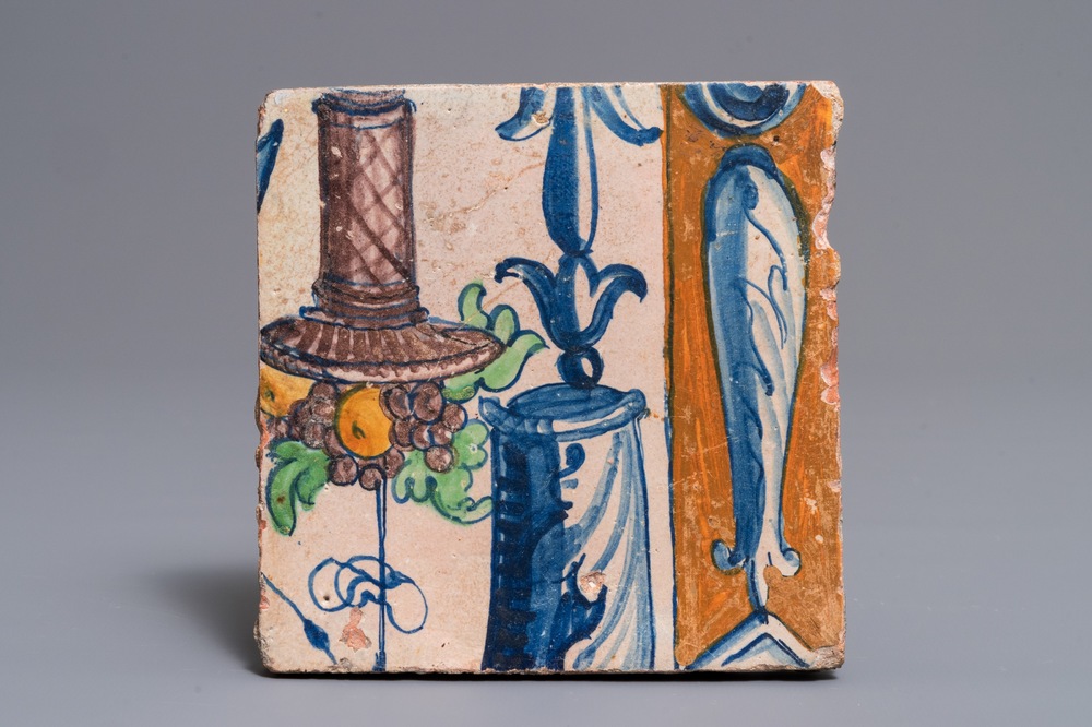 Een tegel uit een tableau in Antwerpse majolica, ca. 1560