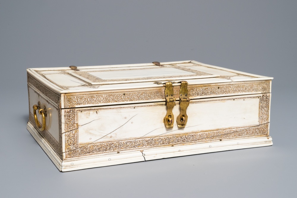 A rectangular Siculo-Arabic ivory casket, Sicily, 13/14th C.