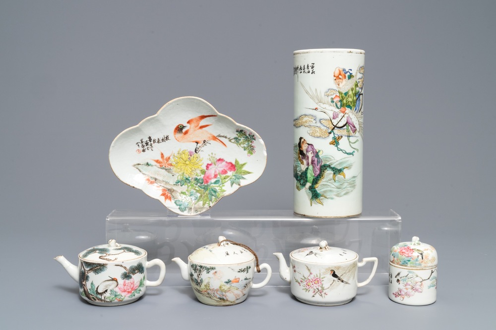 Un lot vari&eacute; en porcelaine de Chine qianjiang cai, 19/20&egrave;me