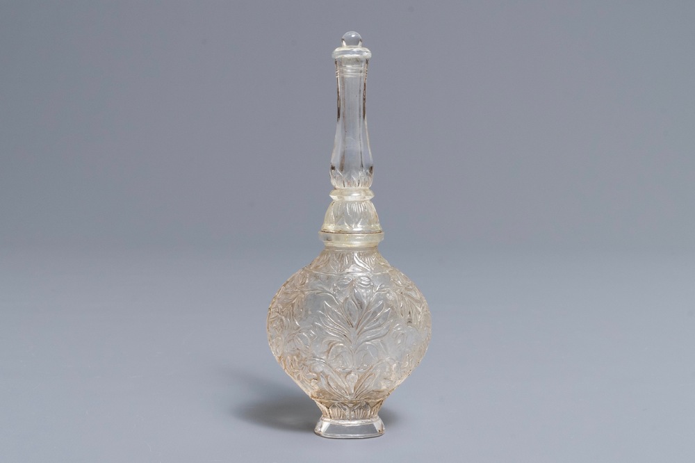 A Mughal-style rock crystal water sprinkler or scent bottle, India, 19/20&egrave;me