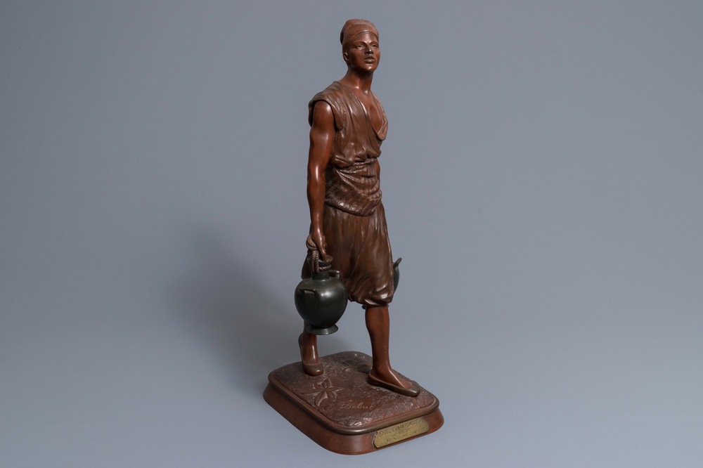 Jean-Didier Debut (1824-1893): Porteur d&rsquo;eau arabe, sujet en bronze polychrome
