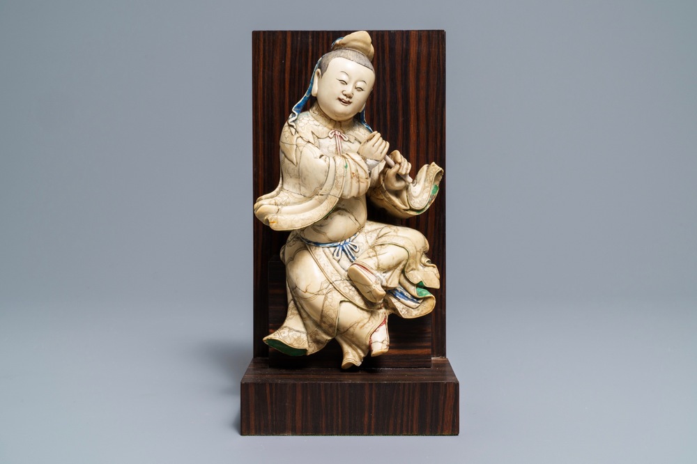 Une figure de l'immortel Han Xiangzi en pierre &agrave; savon, Kangxi