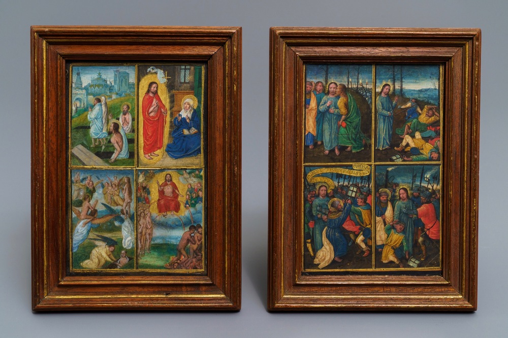 Two Flemish illuminated miniatures, 16th C.
