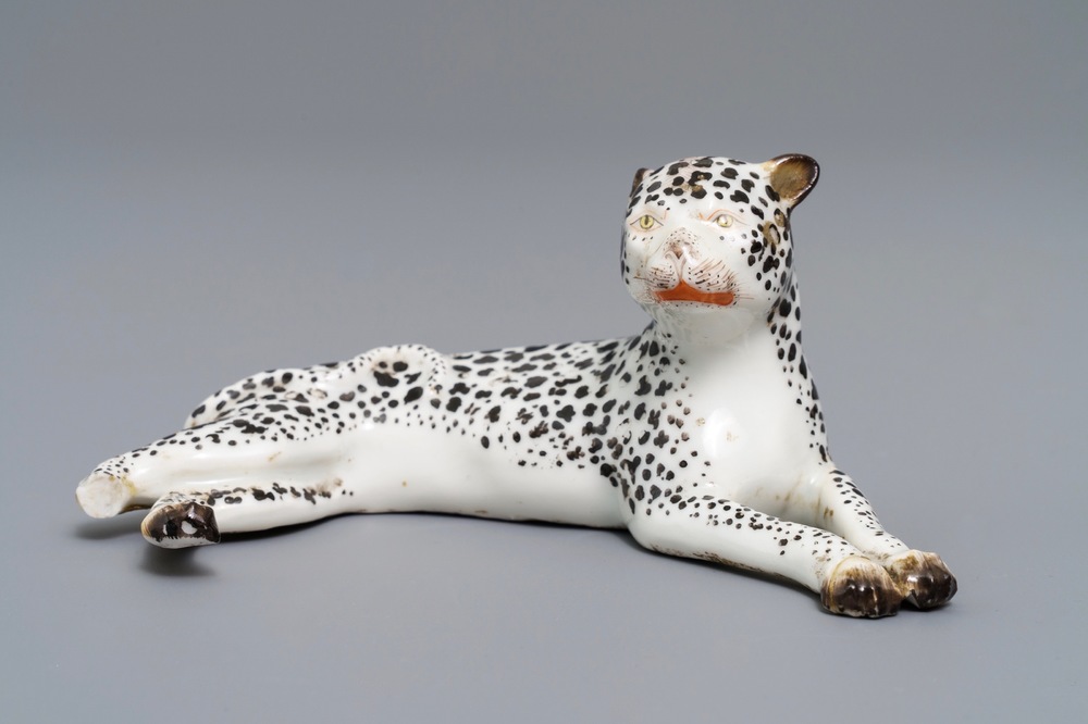 A Meissen porcelain model of a leopard, Germany, 19th C.