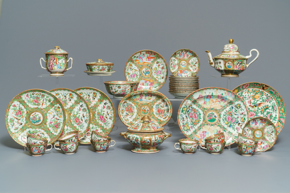 A large collection of Chinese Canton famille rose wares, 19th C.