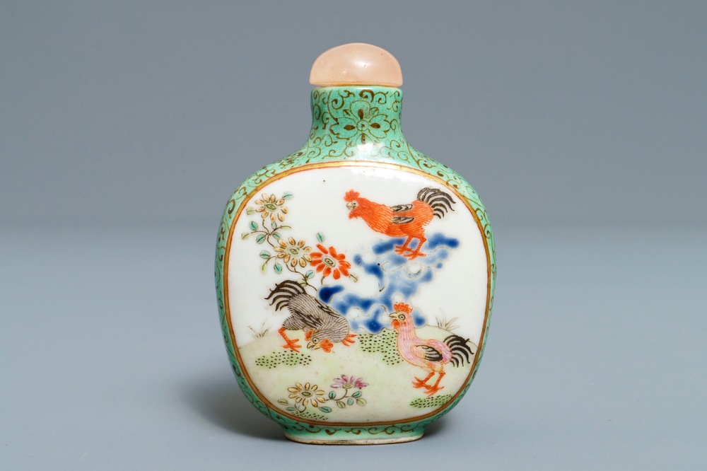 A Chinese famille rose porcelain snuff bottle, Daoguang mark and of the period