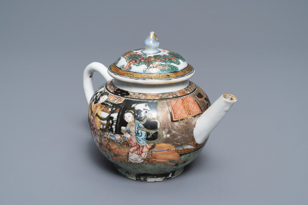 A Chinese famille rose teapot with circular design all-round, Yongzheng