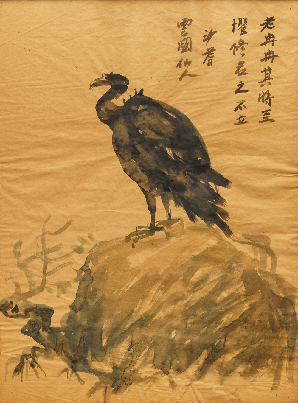Sadji (Sha Qi, Sha Yinnian) (1914-2005): Rustende gier, inkt op papier, gesigneerd rechtsboven