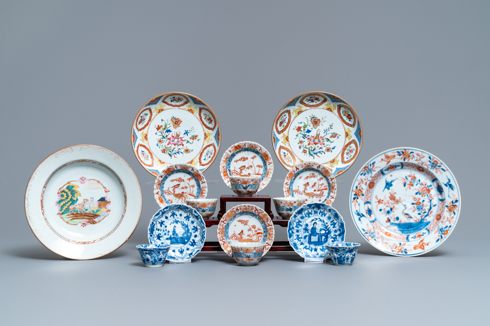 A collection of Chinese blue and white, famille rose and Imari-style porcelain, Kangxi/Qianlong