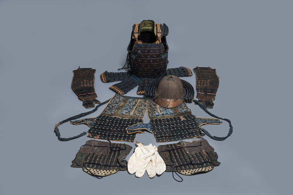 A number of pieces from a Japanese samurai suit of armour, Edo, 18th C.