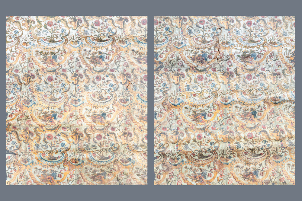 Two panels of embossed and gilded 'Cordoba' leather wallpaper, The Low Countries, 17/18th C.