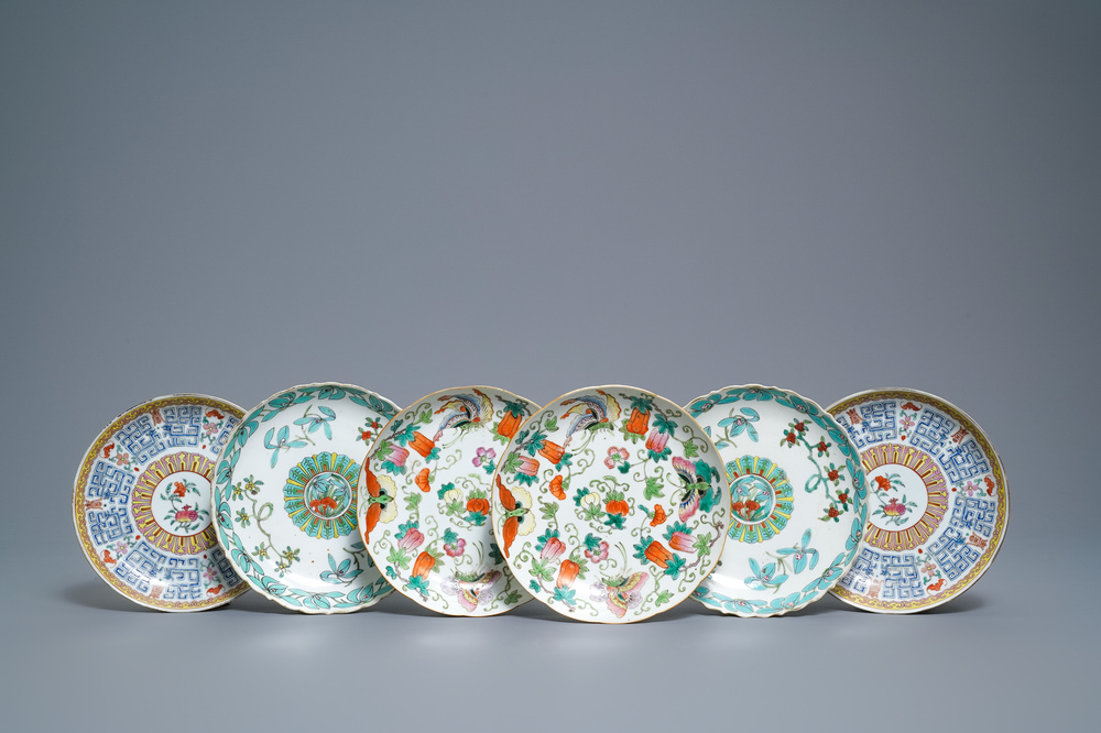Trois paires d'assiettes en porcelaine de Chine, R&eacute;publique