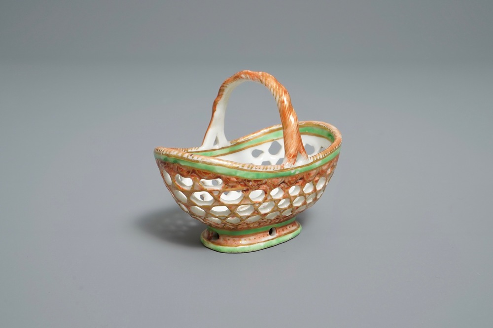 A Chinese iron red and green reticulated basket, Yongzheng