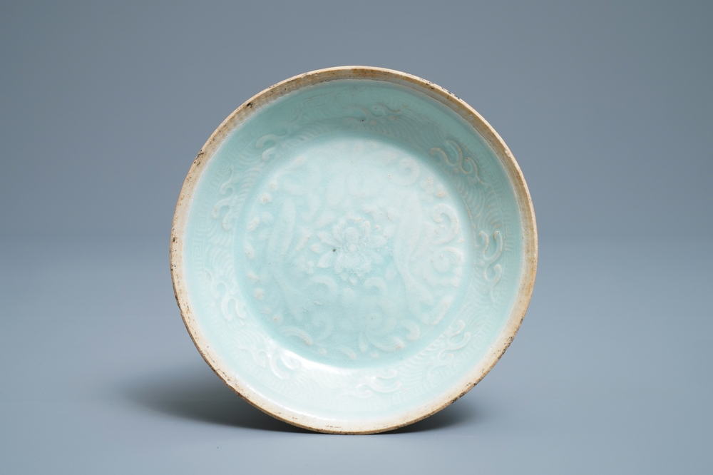 A Chinese qingbai 'twin fish' saucer dish, Song