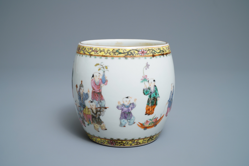 A Chinese famille rose 'playing boys' vase, Republic