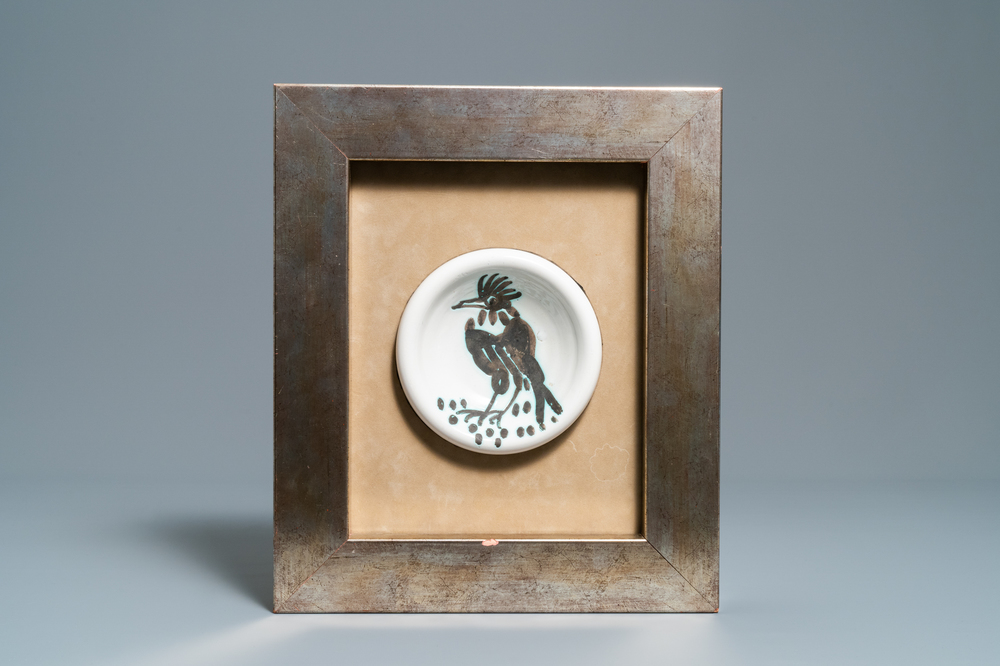 Pablo Picasso (1871-1973): 'Oiseau &agrave; la huppe', round faience ashtray, dated 1964
