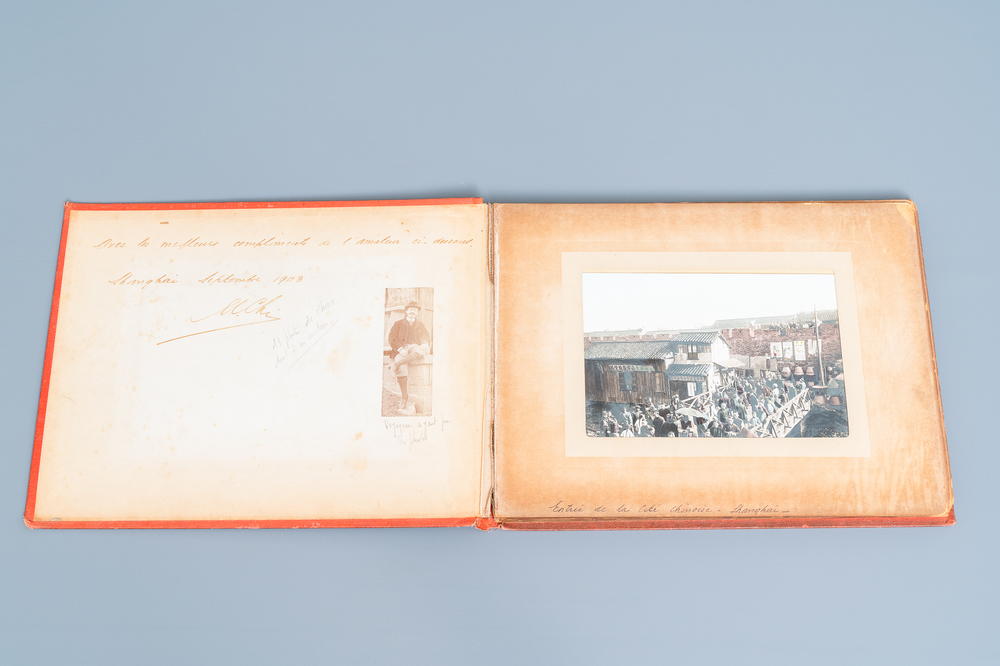 An album with thirteen black and white silver gelatin photos of China, dated 1903