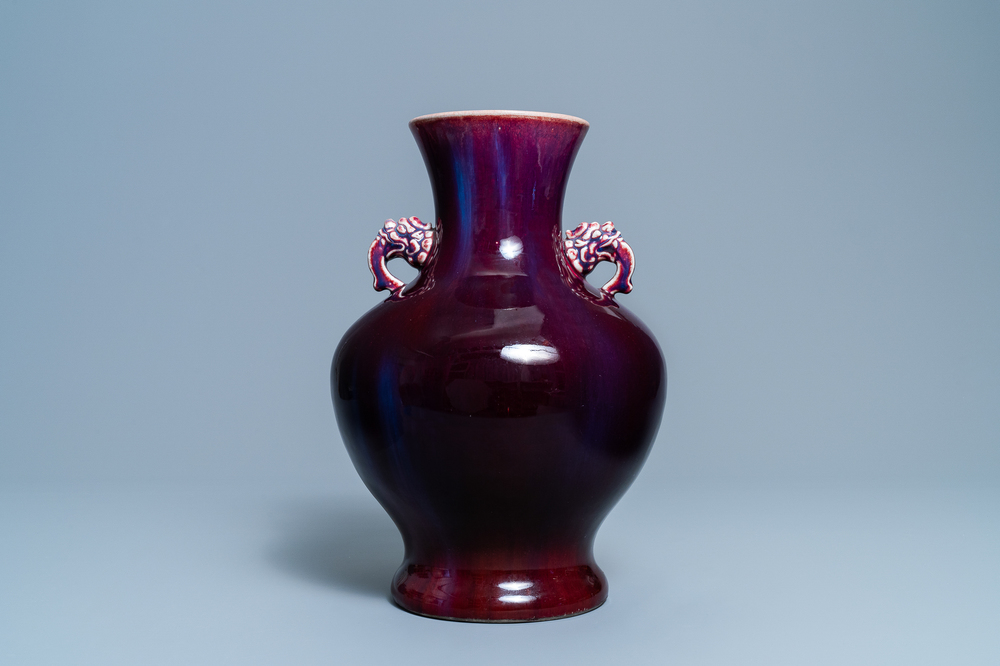 A Chinese monochrome flamb&eacute;-glazed vase, Qianlong
