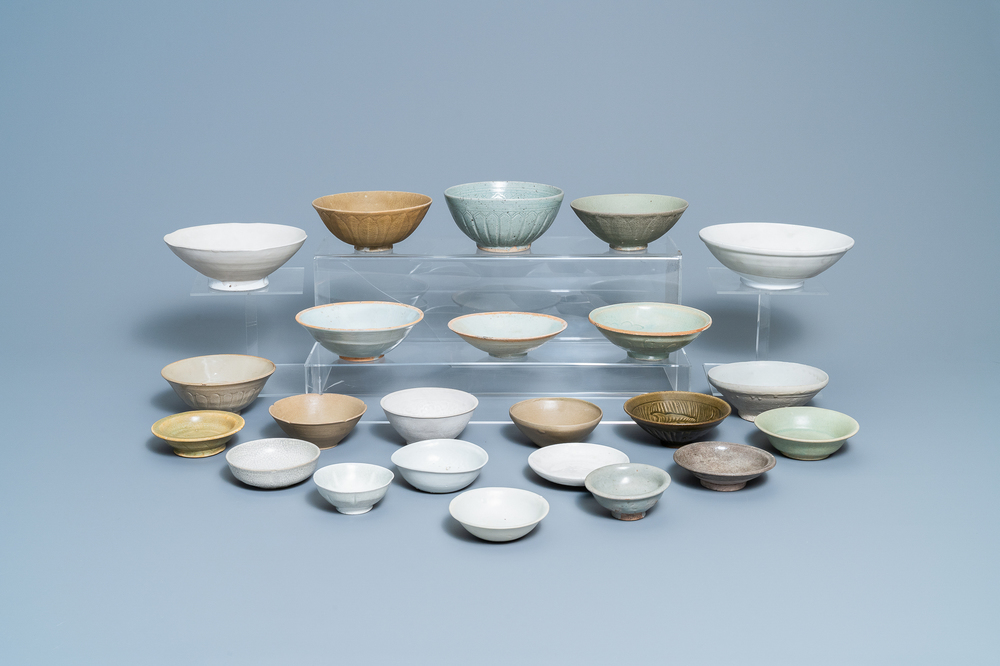 23 various Chinese monochrome and qingbai bowls, Song and later
