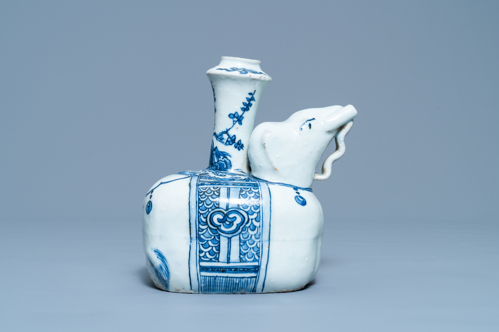 A Chinese blue and white 'elephant' kendi, Wanli