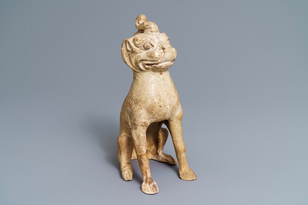 A Chinese pottery model of a qilin, Tang