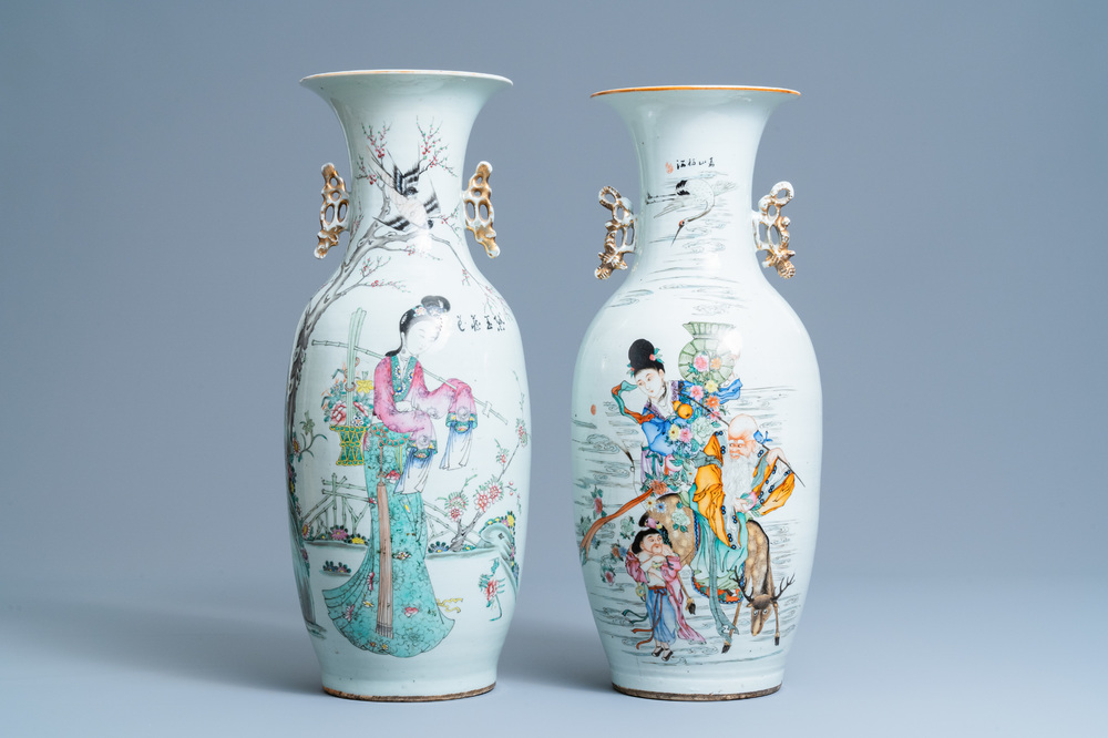 Two Chinese famille rose 'Immortals' vases, 19/20th C.