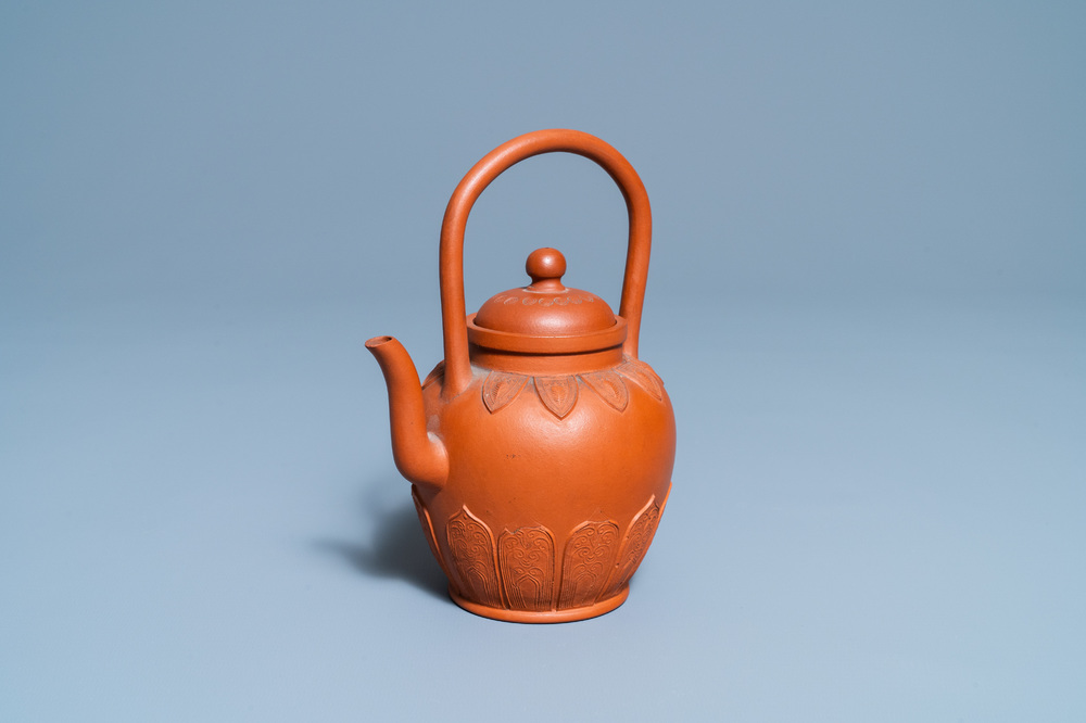 A Chinese Yixing stoneware teapot and cover, Kangxi