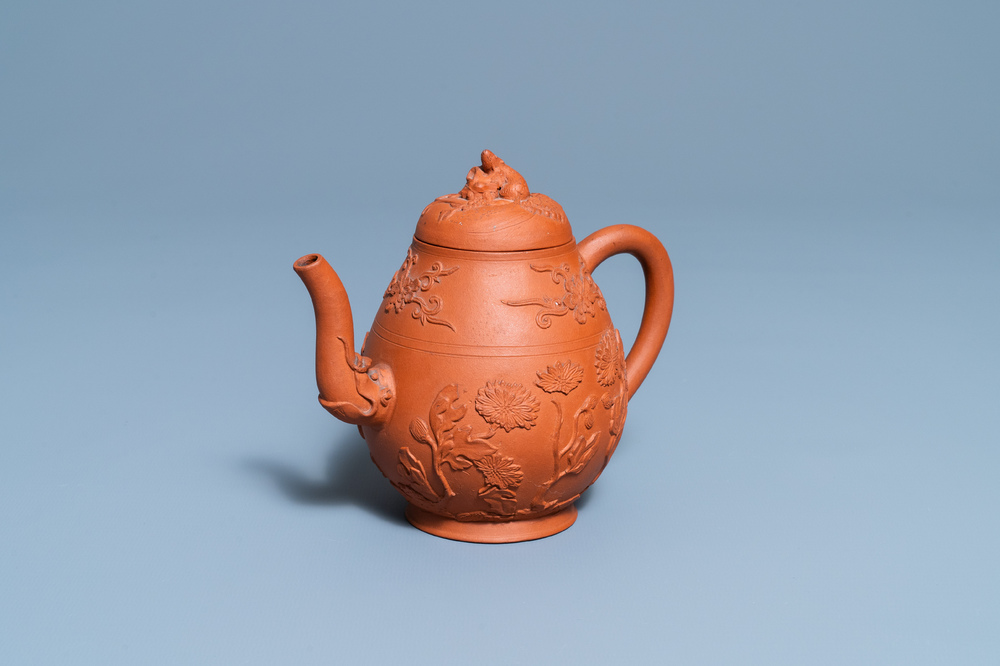 A Chinese Yixing stoneware teapot and cover, Kangxi