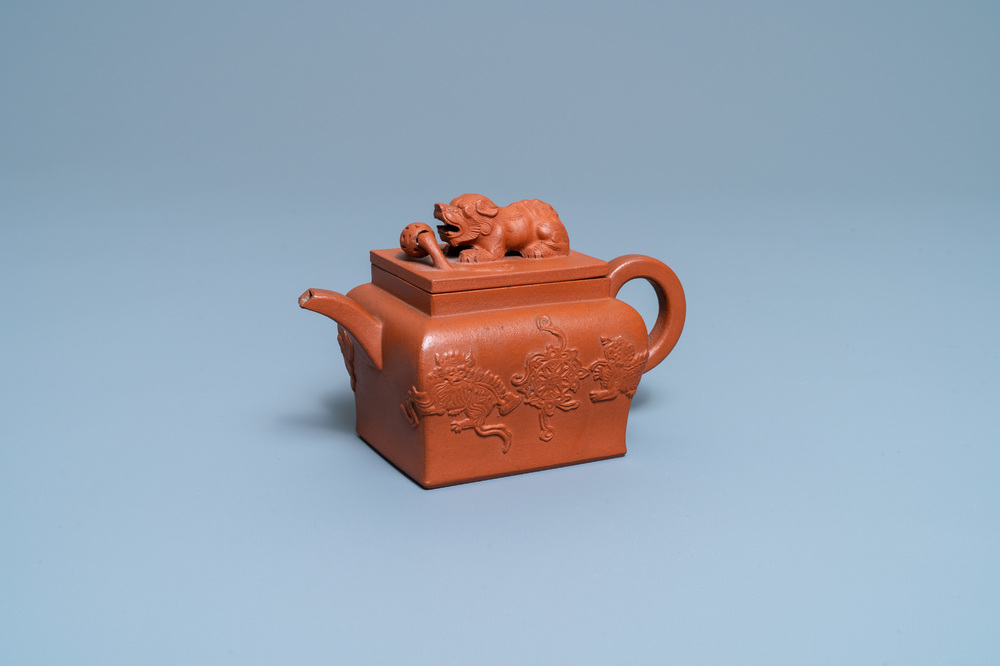 A Chinese Yixing stoneware teapot and cover, Kangxi