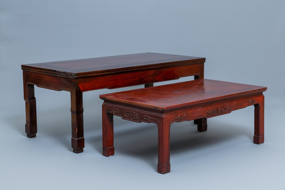 Two Chinese rectangular wooden 'kang' tables, 19/20th C.