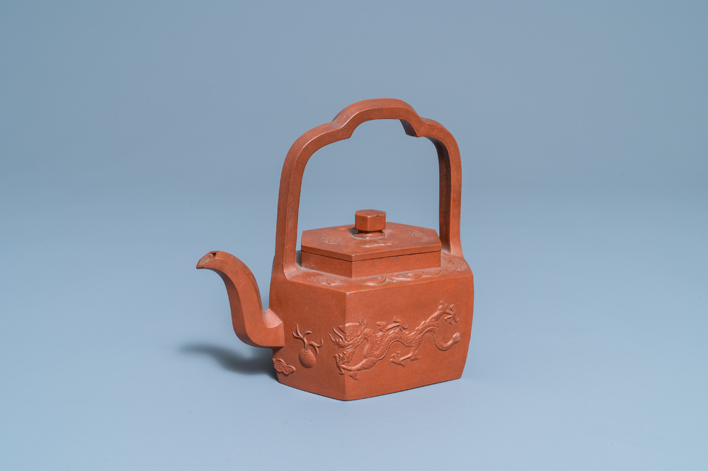 A Chinese Yixing stoneware teapot and cover, Kangxi