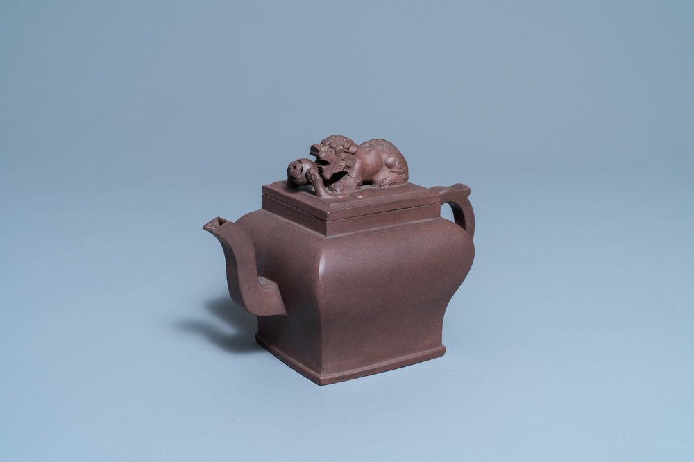 A large Chinese Yixing stoneware teapot and cover, Kangxi