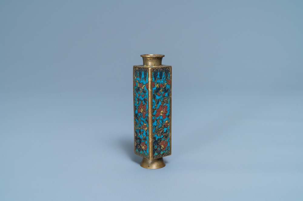 A small Chinese cloisonn&eacute; cong vase, Wanli