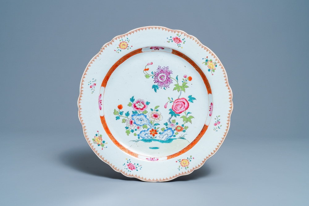 A large Chinese famille rose dish, Qianlong