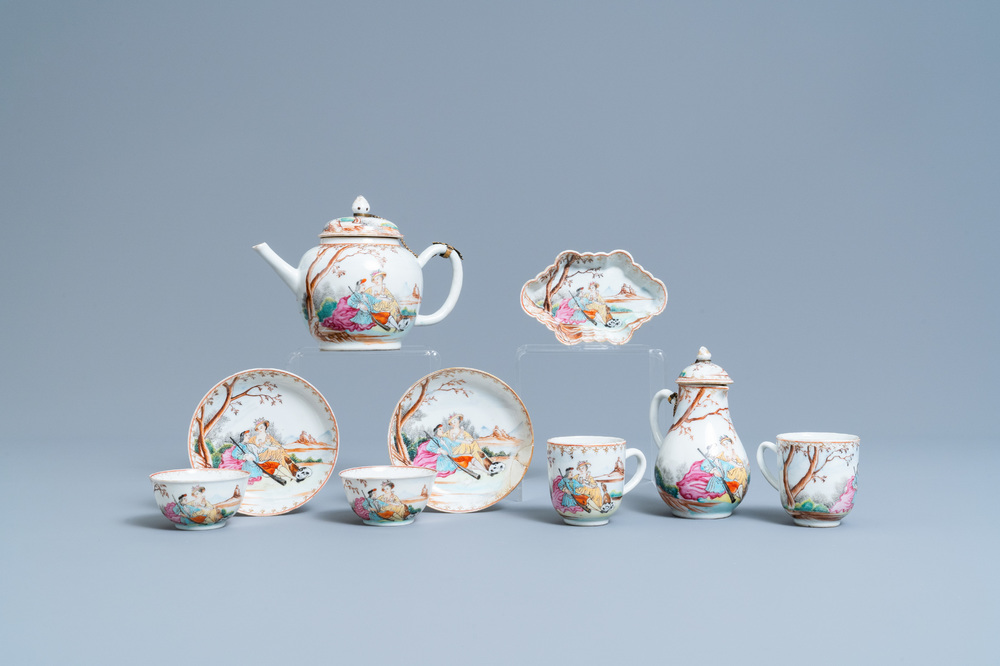 Een Chinees famille rose theeservies voor de Europese markt, Qianlong