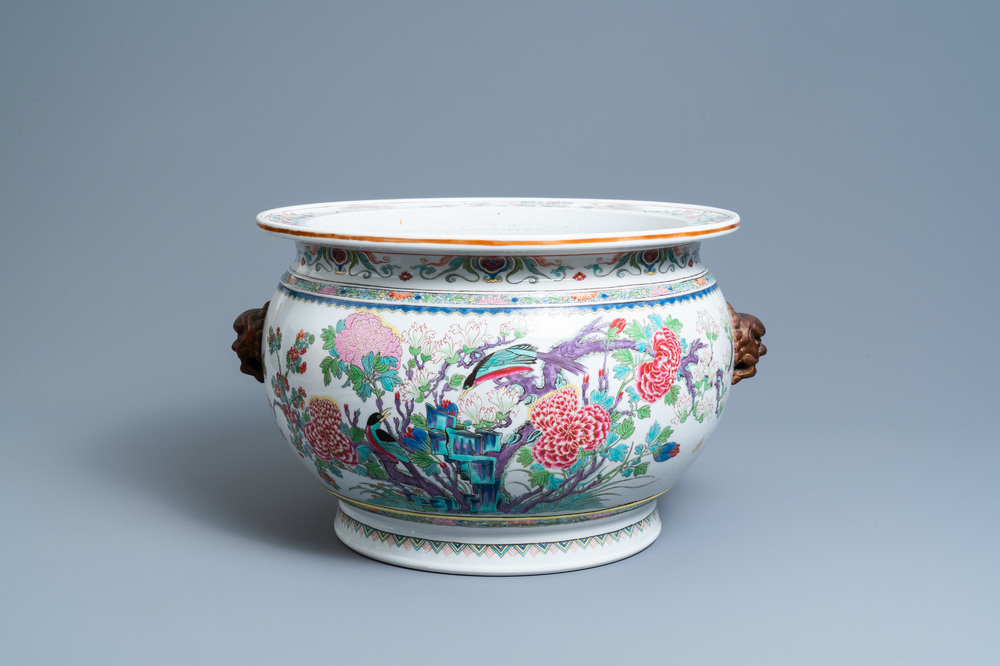 A large round Chinese famille rose-style jardini&egrave;re, Samson, Paris, 19th C.