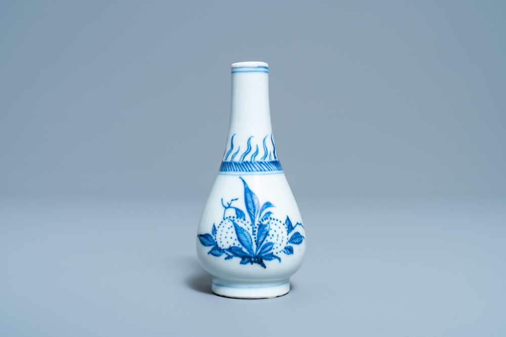 A Chinese blue and white pear-shaped 'poem' vase, Transitional period