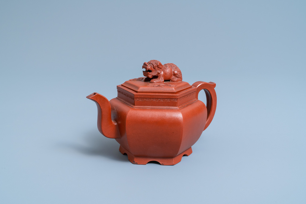 A Chinese Yixing stoneware teapot and cover, Kangxi