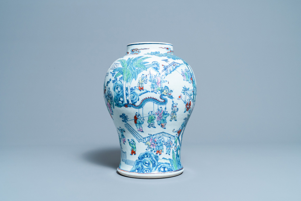 A Chinese doucai '100 boys' vase, Yongzheng/Qianlong