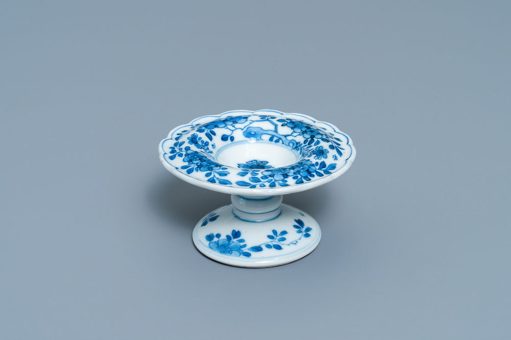 A Chinese blue and white salt after a European silver model, Kangxi