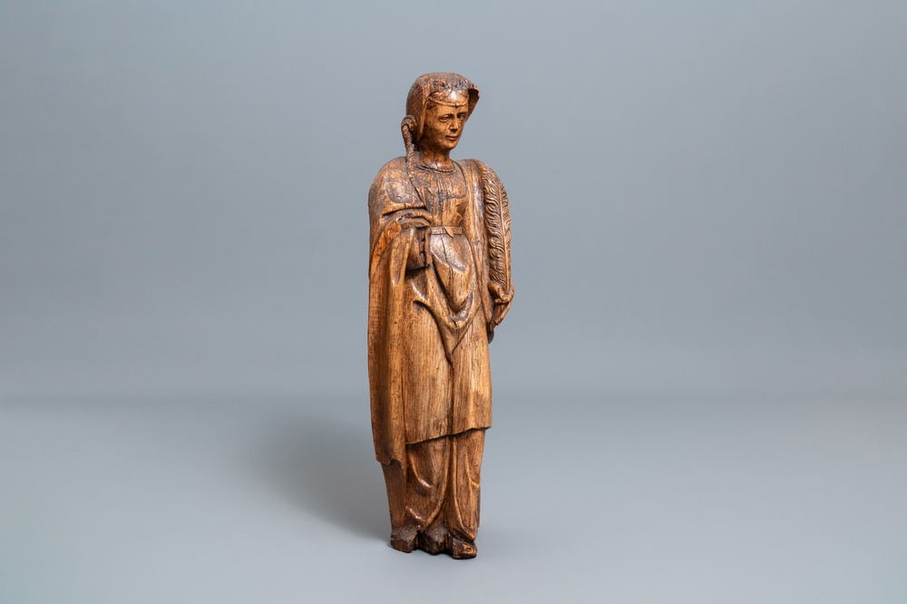 Een grote houten figuur van Sint-Barbara, Duitsland, 16e eeuw