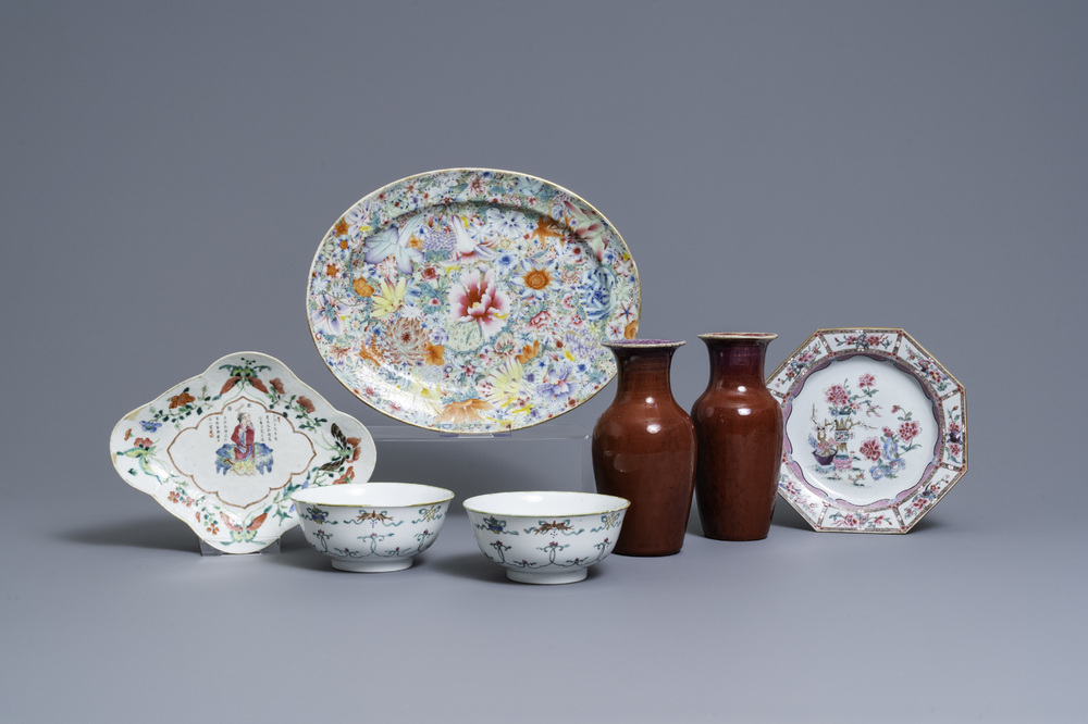 Une collection vari&eacute;e en porcelaine de Chine famille rose et monochrome, Qianlong et apr&egrave;s