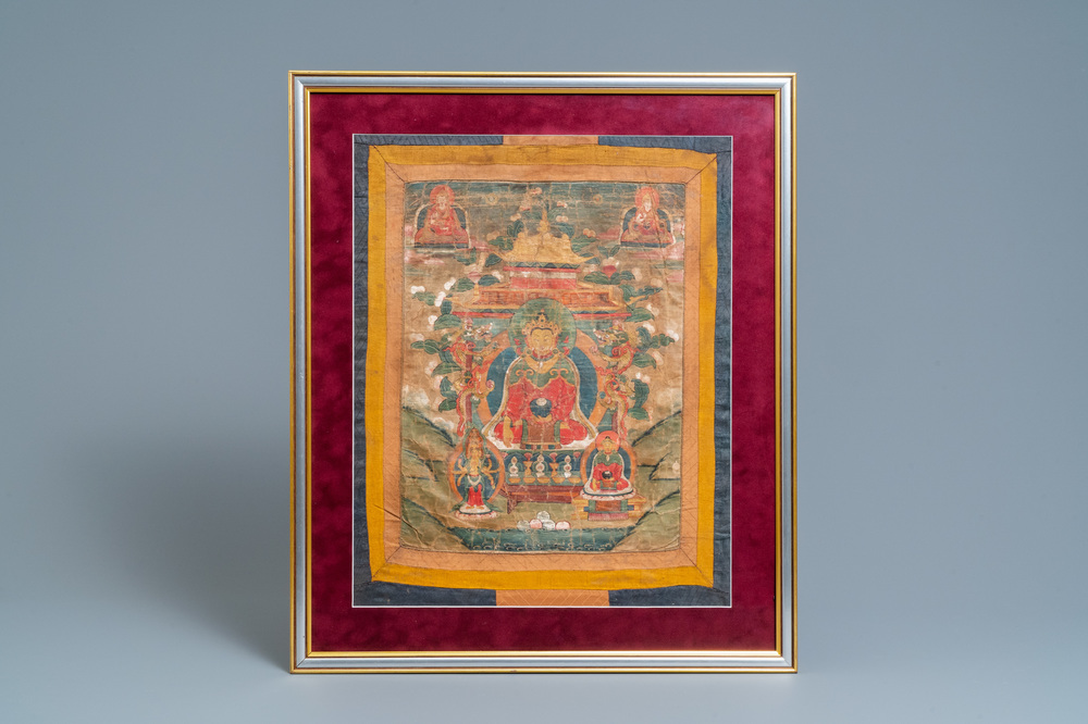 A 'Medicine Buddha' thangka, Tibet, 17/18th C.
